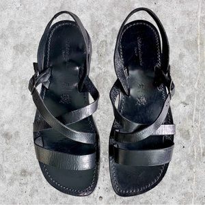 OFFICINE GENERALE Black Leather Helios Sandals